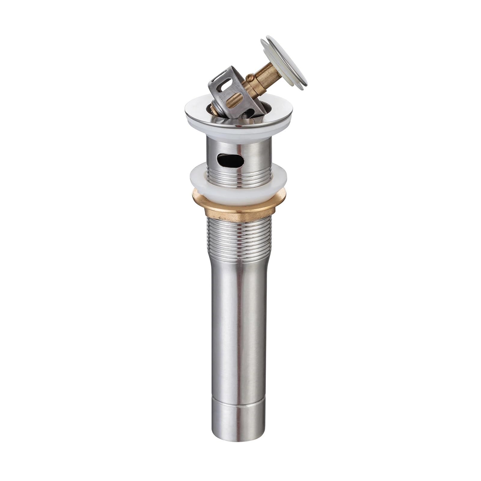 ZYCHSJXA Stainless Steel Bathroom Basin Sink Pop Up Drain with Overflow Waste Stopper Faucet Accessory Strainer(Brushed)