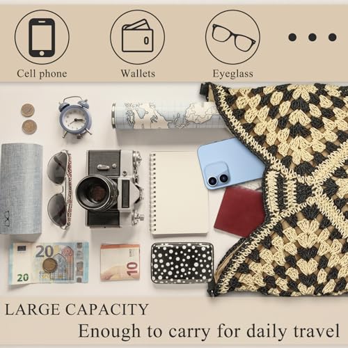 Bolso Hobo de Paja para Mujer, Gran Capacidad miniatura 6