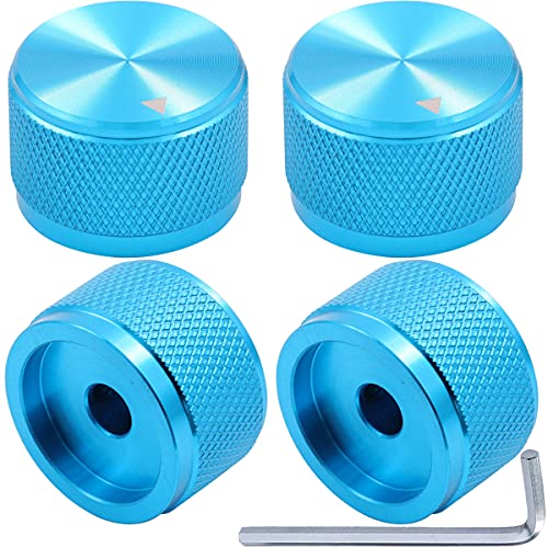 Xiatiaosann - Perilla de potenciómetro de control electrónico giratoria de aluminio azul, 4 piezas para eje de 6 mm de diámetro, perillas de control de volumen, perilla de audio, 20 mm x 15,5 mm