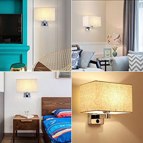 LHTCZZB Carré Tissu Abat Jour Applique Moderne Chaude Chambre Chevet Lampe Électrodéposée Corps Corps Applique Murale E27 - Image 8