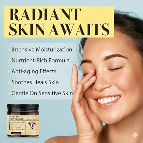Image of Beef Tallow Honey Balm for Sensitive Skin: Grass-Fed Whipped Tallow Moisturizer with Manuka Honey, Olive Oil, Jojoba Oil & Vitamin E, Non-Greasy Face and Body Cream for Daily Moisture 2 Pack