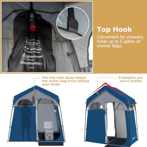 Leader-Accessories-Camping-Shower-Tent-Portable-Easy-Set-Up-2-Rooms-Shower-Tent-Water-Resistant-Outdoor-Privacy-Changing-Tent-Perfect-for-Shower-Portable-Toilet-Camping-Dressing-Outdoor