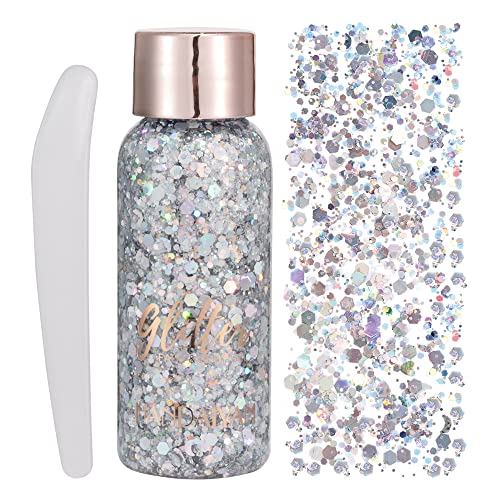 Gl-Turelifes ABC13 Mermaid Sequins Chunky Glitter Liquid Eyeshadow Glitter Body Gel Festival Glitter Cosmetic Face Hair Nails Makeup Long Lasting Sparkling 30G cover