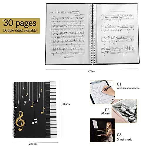 LUCKYKODOR Music Folder A4 Music Table File Folder Music Folder 30 Pockets Music Organiser Folder Music Sheets Folder Music Presentation Folder Choral Folder for File Paper Files Concert - Image 2