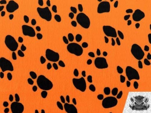 Velboa Faux/Fake Fur Paw Print Tela naranja por The Yard
