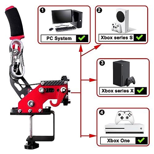 Obokidly Upgrade USB Handbrake Support G923(Advanced G920) Compatible With XBOX ONE/XBOX ONE S AND PC For Sim racing Game Sim Rig With Clamp (Red-3)