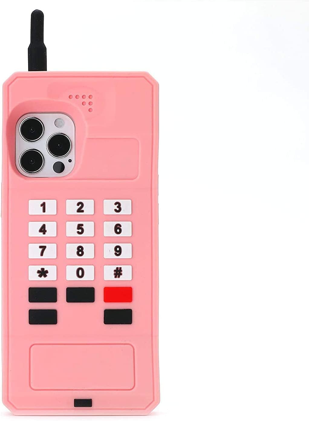 SGVAHY3D Silicone Case for iPhone 7 Plus, Cool Fun Creative Classic Phone Shape Soft Rubber Bumper Cover Shockproof Protective Case for iPhone 8 Plus. (Pink, iPhone 7 Plus / 8 Plus)