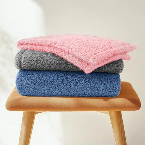 Image of Premium Fleece Dog Blanket Soft Pet Sherpa Calming Blankets Throw for Dog Puppy Cat, Pink Small (20x30)
