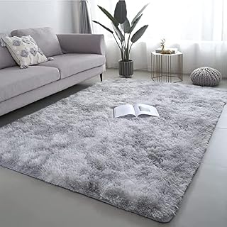GJWLaie Soft Fluffy Area Carpet Rugs Anti-skid Plush Shaggy Soft Touch Rugs For Living Room Rug Carpets for Children Bedroom Home Decor Kids Room 160*200cm Grey