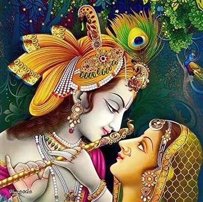Image of TULIP N TURTLE Krishna Radha Grace DIY 5D Diamond Painting Kit Round Dril Cross Stitch Pictures Arts Craft