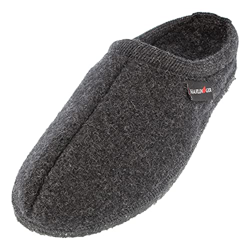 HAFLINGER Walktoffel Alaska Wolle Filzpantoffel Hausschuh Graphit, Gr. 43