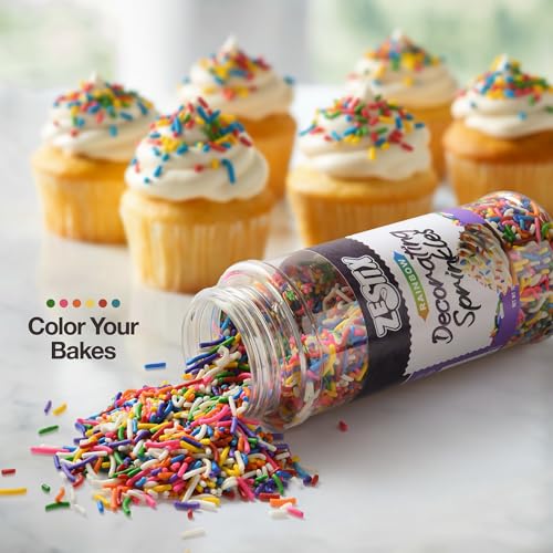 Image of Rainbow Sprinkles 10 oz - Colorful Rainbow Jimmies | Cake Decorating, Cupcakes, Cookies, Donuts, Ice Cream & Dessert Toppings
