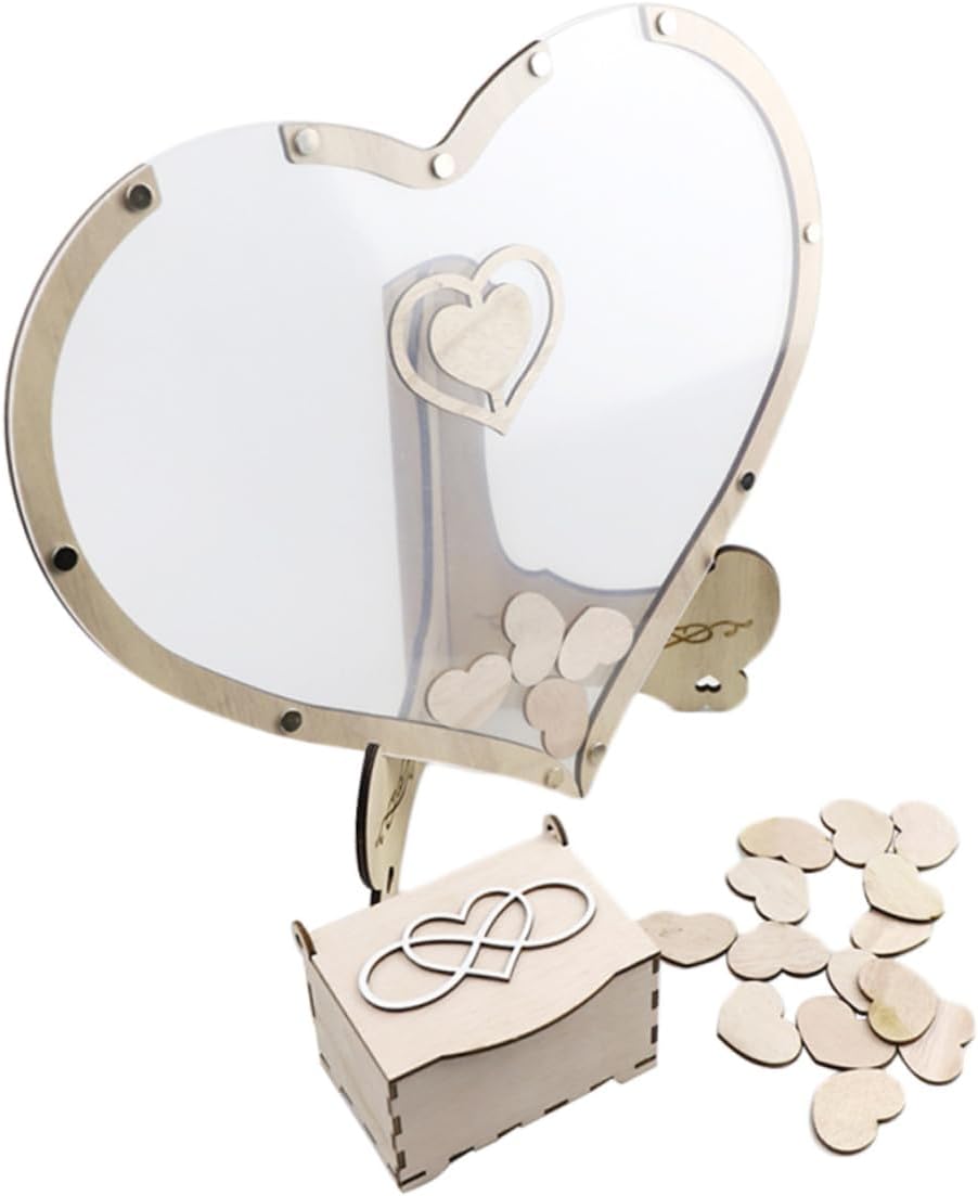 PRETYZOOM 1set Heart Guest Book Alternative Wooden Wedding Guest Book for Memorable Celebrations Versatile for Weddings Birthdays and Parties Home