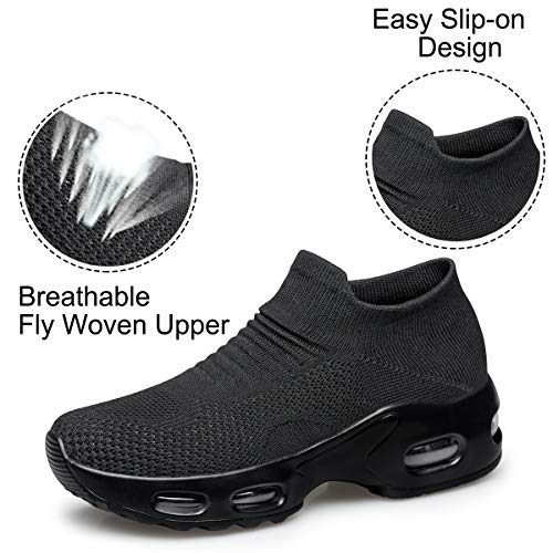 YHOON Women's Walking Shoes Slip-on - Sock Sneakers Ladies Nursing Work Air Cushion Mesh Casual Running Jogging Shoes4