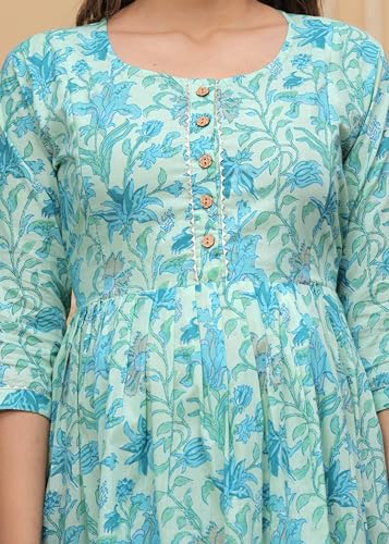 Image of Women's Feeding Kurta Cotton | Floral Anarkali Pregnancy Kurta with Nursing Zipper | Pre & Post Partum | Maternity Dresses | Mom to Be Gift