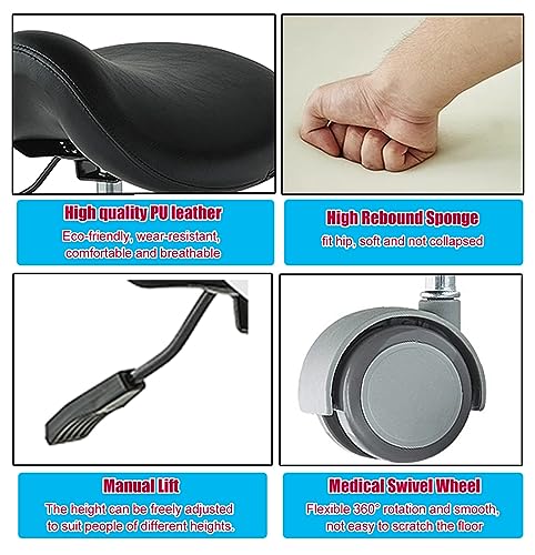 Tabouret roulant facile contre le mal de dos avec assise de selle réglable - 3