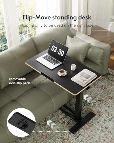 Image of FLEXISPOT H7 PRO Mobile Standing Desk Adjustable Overbed Table Pneumatic with Wheels 90Tiltable Portable Laptop Desk Rolling Computer Cart Foldable Bedside Table(27.6 inch W x 15.7 inch D, Black Maple)