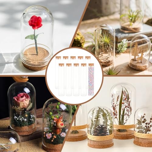 Image of BENECREAT 10 Pack 80ml Glass Test Tube with Cork Stopper Clear Flat Mini Glass Bottles Jars for Lab, Party Favors, Candy, Spices, Beads