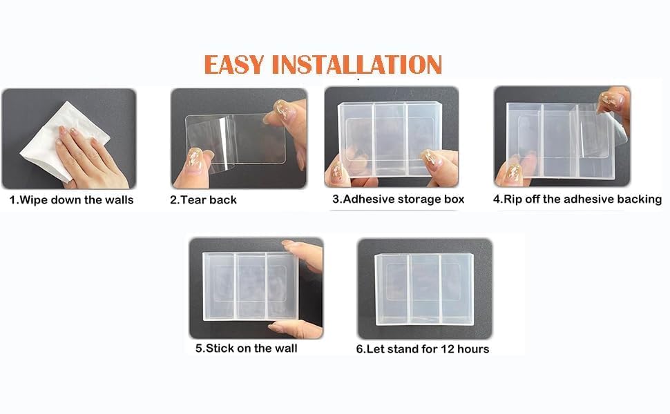 Image of Multipurpose Wall Mounted Storage Desk Organizer Box | Self Adhesive Plastic Holder with 4 Compartments for Bathroom, Kitchen, Office & Dressing Table