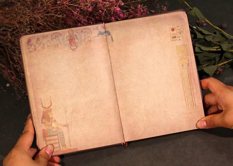 Image of Alokik Enterprise Vintage A6 Hardcover Notebook 220 Pages Premium Matte Finish Egyptian-Themed Religious Design with Hieroglyphs & Pharaoh Artwork Ideal for Travel Planning Daily Agendas Best Gift