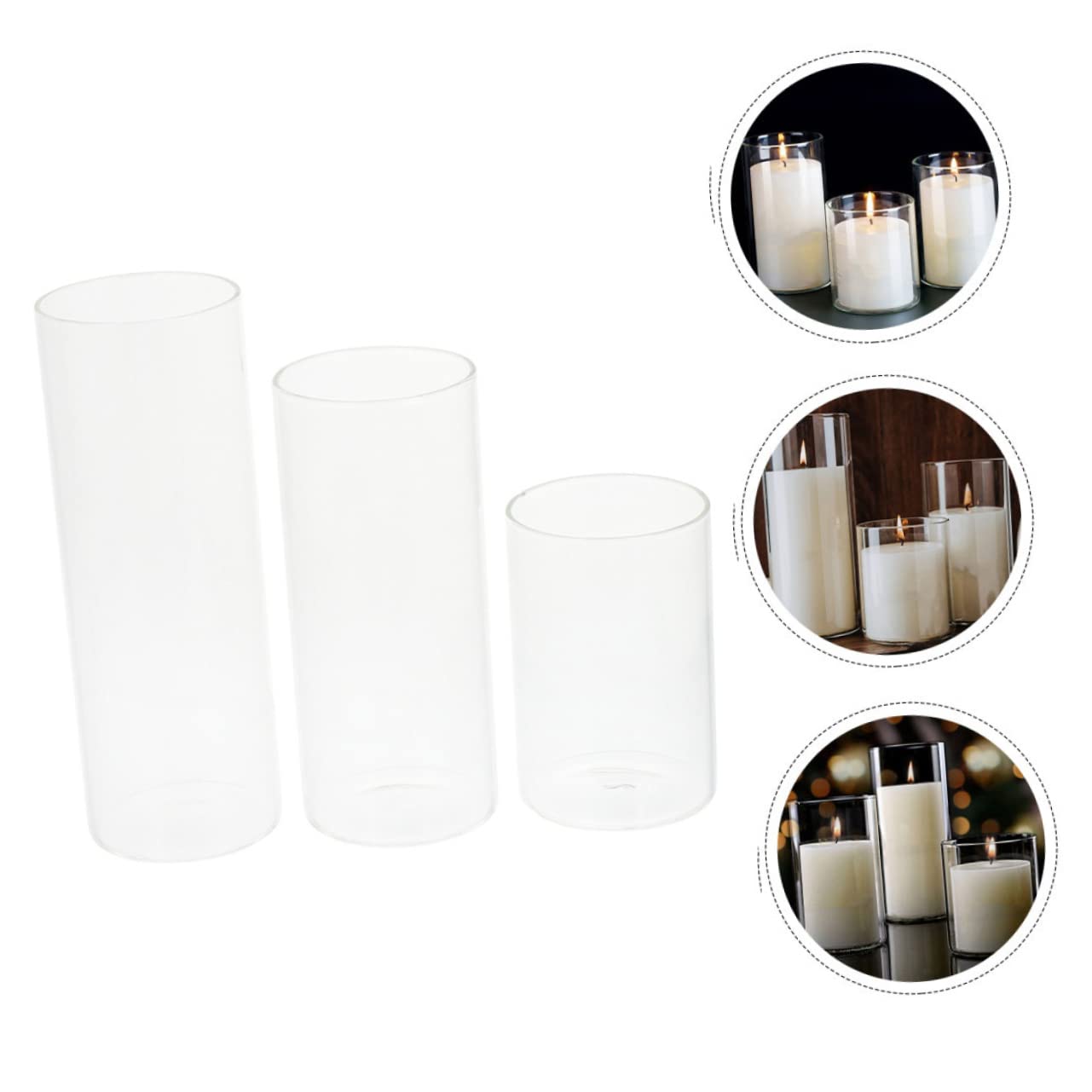 Lot De 3 Pots à Bougie En Verre Garneck - Transparents, Cylindriques, 10x8.5x8.5 Cm
