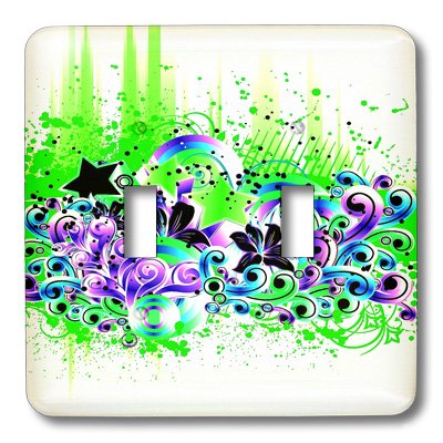 Interruptor de palanca doble morado 3dRose lsp_66124_2 para pared 3