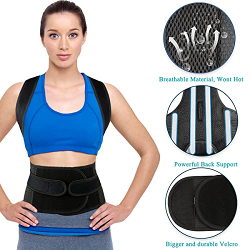 Back Brace Posture Corrector For Women And Men - Relief For Waist, Back And Shoulder Pain - Adjustable And Breathable Posture Back Brace - Improve Back Posture And Provide Lumbar Support Xl(37"-42") #TOP3
