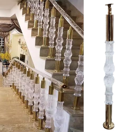 階段手摺ポスト アクリルクリスタルバラスタースピンドルガードレール調節可能ブラケットステンレススチール31.5-35.4インチ(Height- 80cm/31.5in)