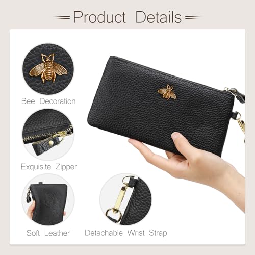 imeetu women39s wristlet clutch purse leather cell phone wallet handbag with wrist strap
