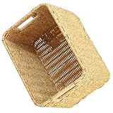 FUNNETOYU Cesta de Almacenaje Tejida Mano Pequeña para Hogar y Oficina Multifuncional Ligera y Resistente para Organizar Ropa Juguetes y Artículos