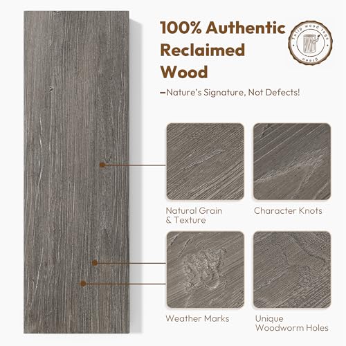 Image of Vivelove Elm Wood Floating Shelf 24x8 inch Set of 2, Grey