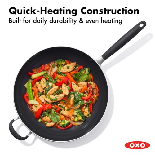 Image of OXO 14 inch Non-Stick Every Day Wok Pan, BPA-Free Silicone Handle, Stir-Fry Skillet, Dishwasher & Oven Safe, Black