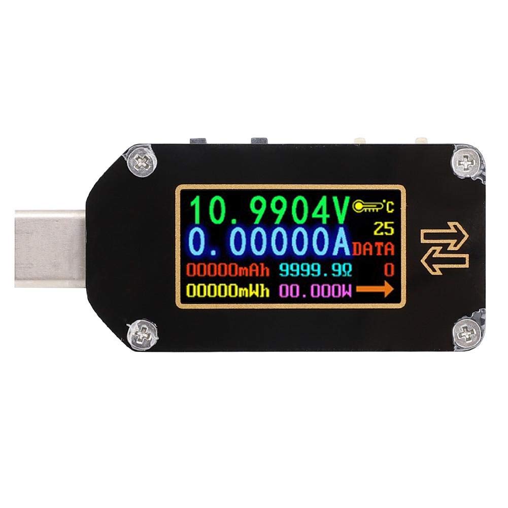 TC66 Probador USB Digital Probador USB De Corriente De Voltaje Tipo C Con Pantalla LCD(Negro)