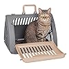 SportPet Designs Foldable Travel Cat Carrier – Front Door Plastic Collapsible Carrier, Gray and Tan, Medium (Pack of 1)