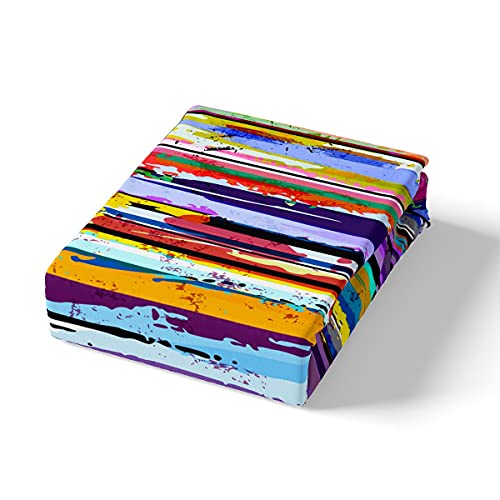 Watercolor Graffiti Sheets Set Queen Size,Rainbow Abstract Tie Dye Bedding (1 Fitted Sheet +1 Flat Sheet +2 Pillowcases) Fashion Art Painting Deep Pocket Soft Comfortable - 4 Piece,Multicolored #TOP2