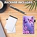 CGFGHHUY PU Leather Small Pocket Notebook Cover & Metal Ballpoint Pen and 2 Pack 3x5 inch Note Pads Refills Pink Flowers Purple Butterflies Pattern Notebooks Cover for Meeting, Daily Records, Notes