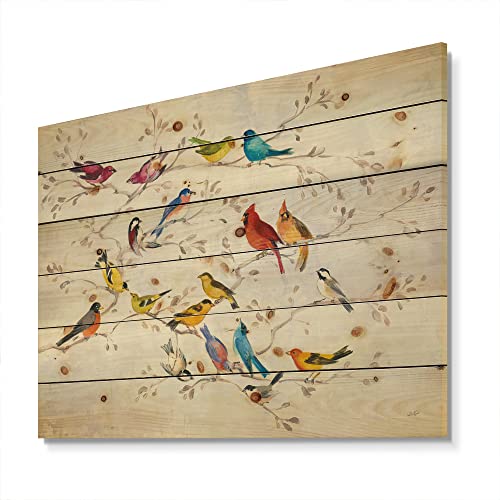 Oiseau multicolore tableau en bois cadeau idéal crémaillère DesignQ
