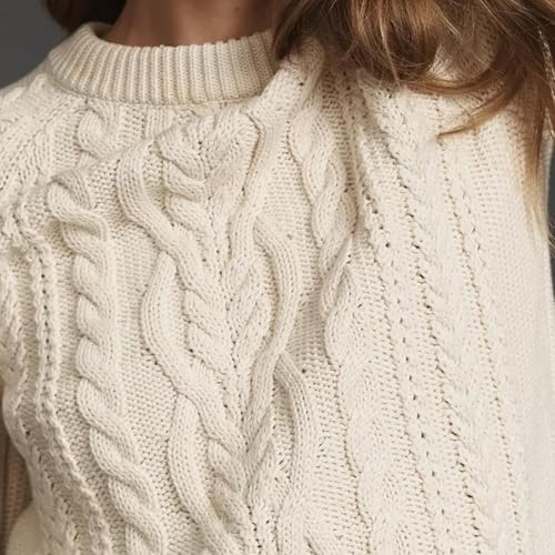 Sweater Dress with Pleated Skirt, Women Crewneck Cable Knit Casual Dresses, 2025 Fashion Cableknit Fall Weaters4