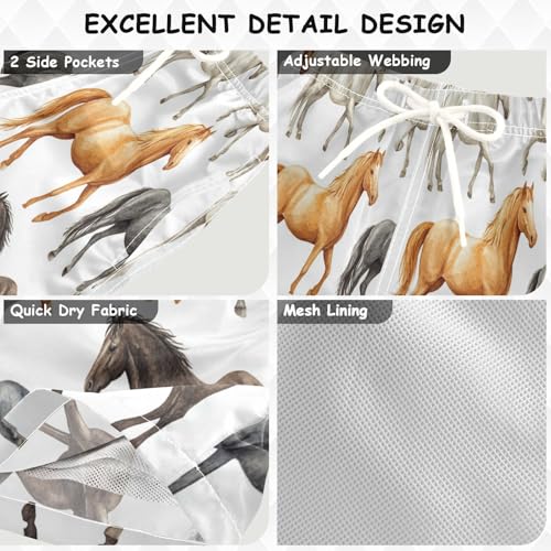 Boccsty Funny Black Brown Horses Boys Swim Trunks Baby Kids Swimwear Summer Toddler Beach Board Shorts 2T3