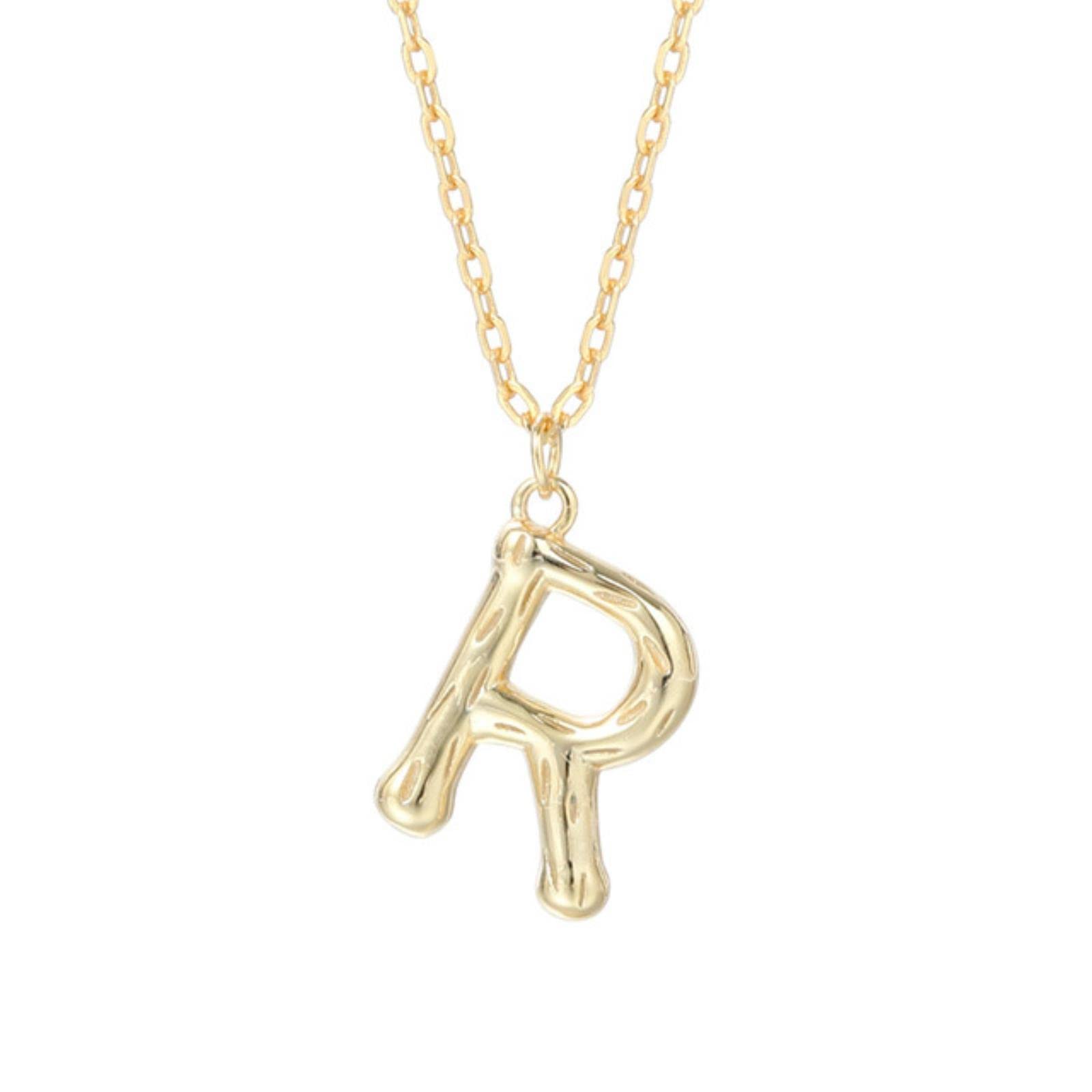 HCMA 925 Sterling Silver Simple Geometric Initial Letter Pendant Necklace Female Commemorative Reminder Jewelry Accessories Gift-R