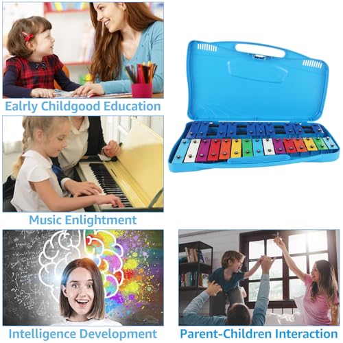 25 Notes Xylophone Multi-Colored Metal Bars Glockenspiel Xylophone with 2pcs Child-Safe Mallets, Xylophone Instrument Music Teaching, Gifts - Thumbnail 5