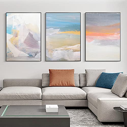 Affiche abstrait bleu ciel bohème x3 pour salon et chambre moderne 50x70cm