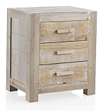 GEESE Mesita de Madera 3 cajones, 40x52x61 cm