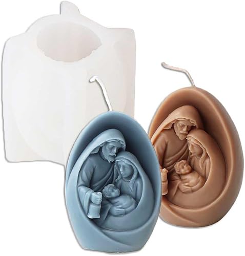 Miniatura 1 de Tone Fun Moldes de silicona con forma de familia Jesús para hacer velas, resina, velas de aromaterapia, jabón de cera hecho a mano, decoración del