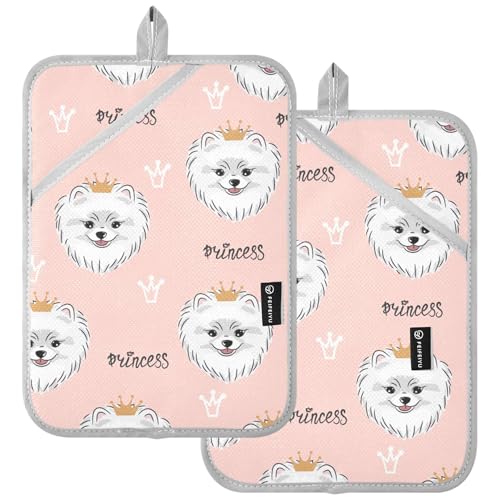 Cute Dog Princess - Soporte para ollas calientes, resistente al calor, bonito guante de horno para cocina, esencial para cocina, juego de 2
