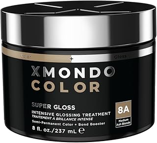 XMONDO Color Ash Blonde Color Depositing Mask & Semi-Permanent Hair Dye Super Gloss Infused with Bond Boosters for Nourishment, Revitalize & Repair, Vegan Formula, 8 Fl Oz
