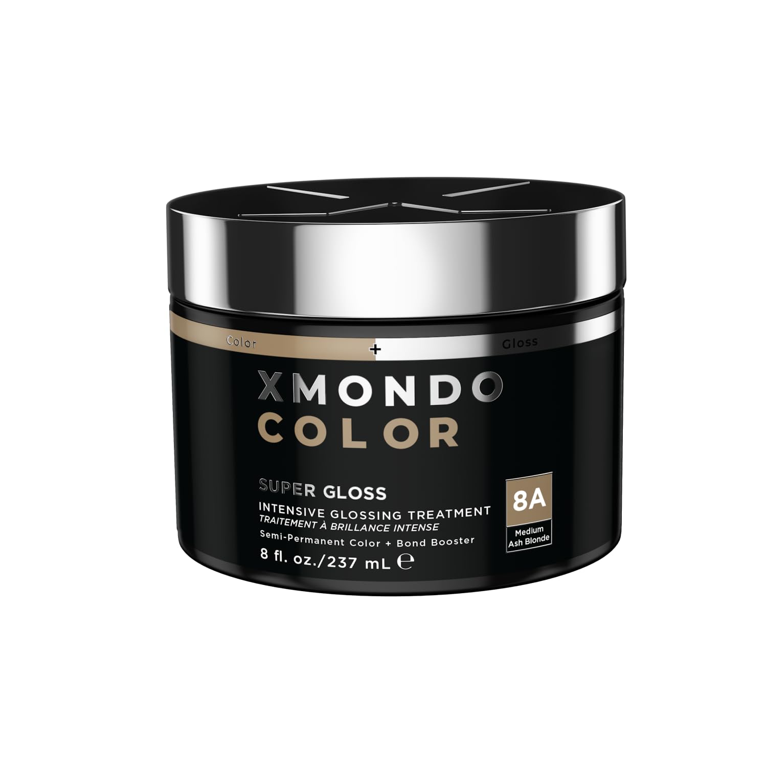 XMONDO Color Ash Blonde Color Depositing Mask & Semi-Permanent Hair Dye Super Gloss Infused with Bond Boosters for Nourishment, Revitalize & Repair, Vegan Formula, 8 Fl Oz