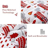 Mooreeke Kids Twin Comforter Sets for Boys 6 Pieces Fire Truck White Bedding Set for Teens Soft Microfiber Kids Bed in A Bag with Comforter, Sheet Set, Shams and Decorative Toy Pillow All Season — image 4