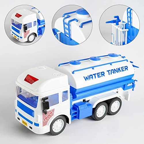 Image of Toy Truck Diecast Cars Truck with Light and Sound Pull Back Vehicles Toy Trucks for Kids ?Colors as Per Stock? (Water Tanker)