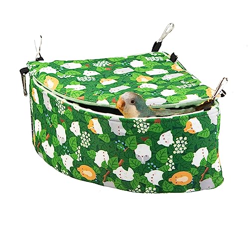 Image of Parrot Cockatiel Warm House Bird Nest Bed Hanging Hammock Birds Sleeping Bed Parrot Hideway Bed Fleece Washable for Parrot Parakeet Cockatiels Budgies Lovebird (Large,Green)